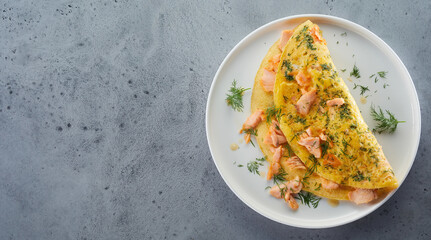 Omelette with chicken and dill