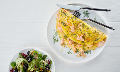 Fresh omelette and salad for lunch