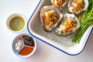 Oyster seafood and vegetables