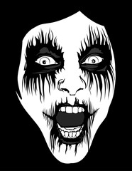 Corpse Paint Makeup - Black and White Sketch as Design Element for Black Metal or Death Metal or Metal Music Design, Vector Illustration