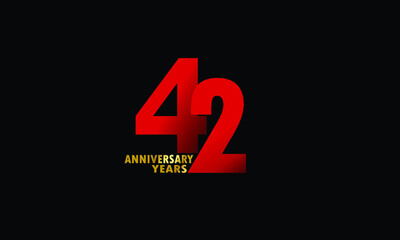 42 year anniversary red color, minimalist logo years, jubilee, greeting card. invitation on Grey background - Vector