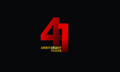Fototapeta premium 41 year anniversary red color, minimalist logo years, jubilee, greeting card. invitation on Grey background - Vector