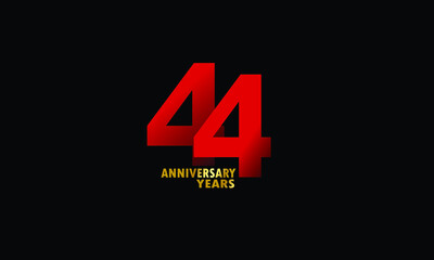 Fototapeta premium 44 year anniversary red color, minimalist logo years, jubilee, greeting card. invitation on Grey background - Vector