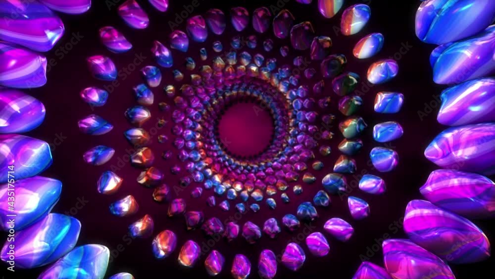Wall mural abstract background 3d shiny concentric forms moving, fluctuating and glittering in a space