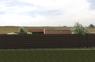 exterior of a country house, cottage, visualization, 3D illustration