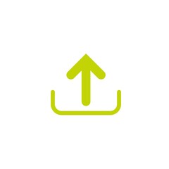 Naklejka premium olive green rounded arrow up icon. Isolated on white. Upload icon.