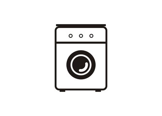 Washing machine. Laundry service. Simple icon in black and white.