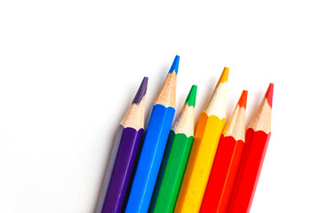 Fototapeta premium LGBT flag symbol concept with Six rainbow color pencils.