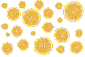 Obraz premium Lemon. Isolated slice of lemon on white background. Fresh isolated lemon slice isolated on white background. Tasty citrus fruit cut closeup.