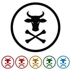 Bull ring icon isolated on white background color set