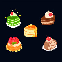 Cakes Collection, Sweets Isolated Vector Design