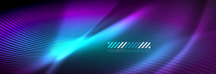 Neon dynamic beams vector abstract wallpaper background. Wallpaper background, design templates for business or technology presentations, internet posters or web brochure covers