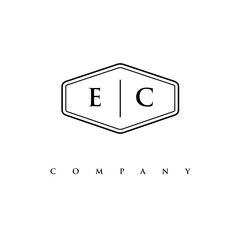 initial EC logo design vector