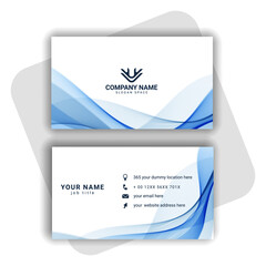 blue modern business card design with wavy shape