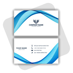 blue modern business card design with wavy shape