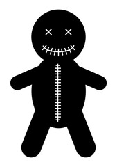 Voodoo doll icon, halloween death toy. Cartoon magic symbol, magical vector illustration