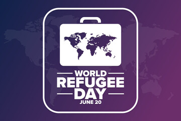 World Refugee Day. June 20. Holiday concept. Template for background, banner, card, poster with text inscription. Vector EPS10 illustration.