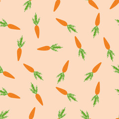 Vegetable pattern of beige background, carrot.