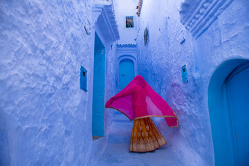 Traditional moroccan architectural details in Chefchaouen, Morocco, Africa