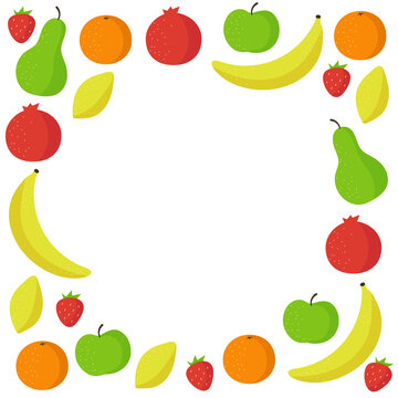 Fruit frame on white background. Vector illustration