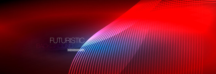 Fototapeta premium Abstract neon glowing light in the dark with waves. Shiny magic energy and motion concept, vector abstract wallpaper background