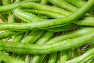green beans on a white background