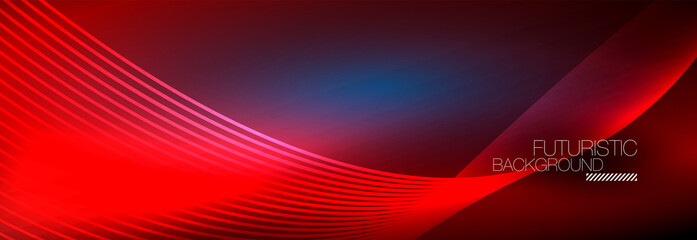 Abstract neon glowing light in the dark with waves. Shiny magic energy and motion concept, vector abstract wallpaper background