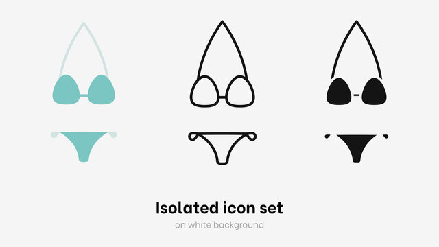 Vetor de Female panties types flat thin line vector icons set
