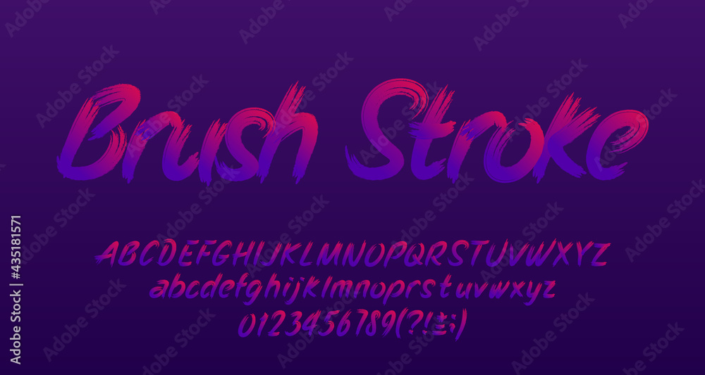 Fototapete brush stroke alphabet font. hand drawn letters, numbers and punctuation. uppercase and lowercase. ha