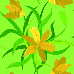Vector illustration. Seamless background with a pattern of lily flowers. EPS 8