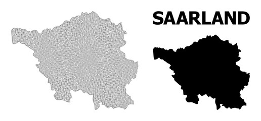 Polygonal mesh map of Saarland State in high resolution. Mesh lines, triangles and points form map of Saarland State.