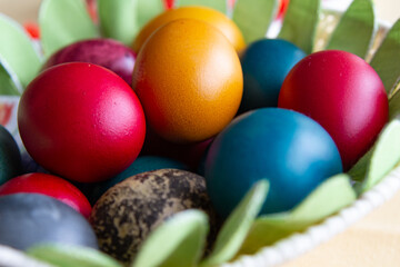 Easter Basket with Painted Eggs. 