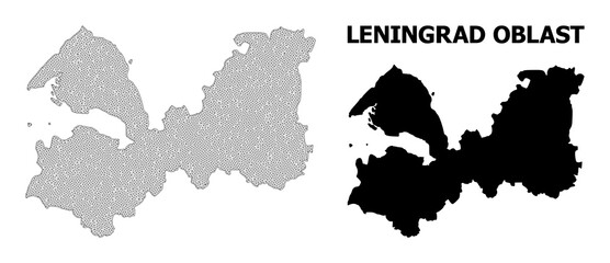 Polygonal mesh map of Leningrad Region in high resolution. Mesh lines, triangles and points form map of Leningrad Region.