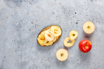 Homemade sun-dried organic apple slices.