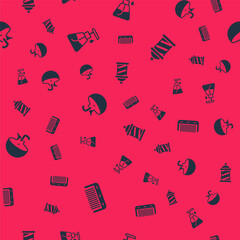 Set Hairbrush, Cream cosmetic tube, Washbasin and Barber shop pole on seamless pattern. Vector