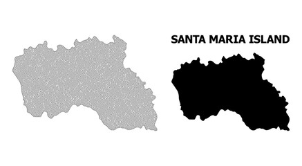 Obraz premium Polygonal mesh map of Santa Maria Island in high detail resolution. Mesh lines, triangles and points form map of Santa Maria Island.