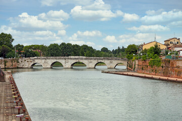 Tiberius bridge in Rimini Italy