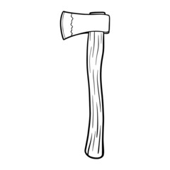 monochrome comic ax isolated on white background. vector, outline.