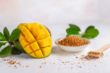 Sweet mango powder with fresh mango.
