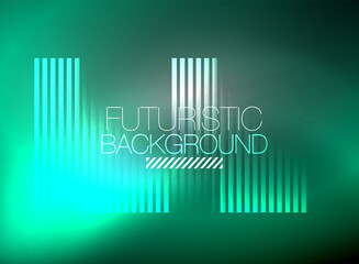Bright neon color techno abstract background, shiny glowing neon lines in the dark background