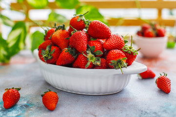 Fresh organic sweet juicy strawberries.