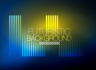Bright neon color techno abstract background, shiny glowing neon lines in the dark background