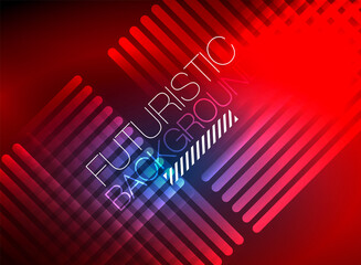 Bright neon color techno abstract background, shiny glowing neon lines in the dark background