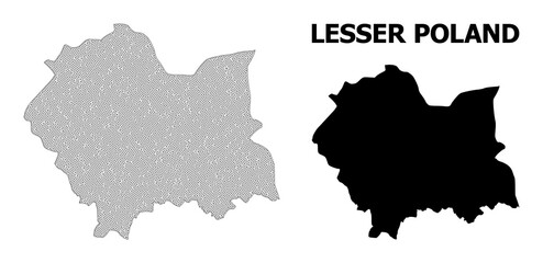 Obraz premium Polygonal mesh map of Lesser Poland Province in high resolution. Mesh lines, triangles and points form map of Lesser Poland Province.