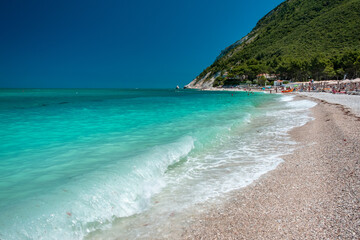 The beautiful sea of Portonovo in Conero, Ancona province, Marche region.