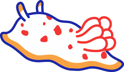白い背景のオオエラキヌハダウミウシのイラスト