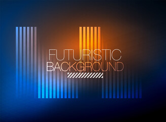 Bright neon color techno abstract background, shiny glowing neon lines in the dark background