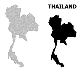 Polygonal mesh map of Thailand in high detail resolution. Mesh lines, triangles and points form map of Thailand.