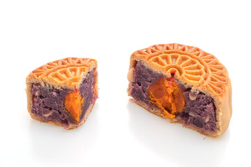 Chinese moon cake purple sweet potato and egg yolk flavour