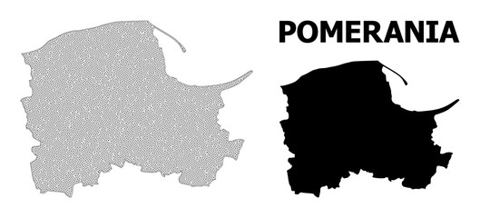 Polygonal mesh map of Pomerania Province in high detail resolution. Mesh lines, triangles and points form map of Pomerania Province.